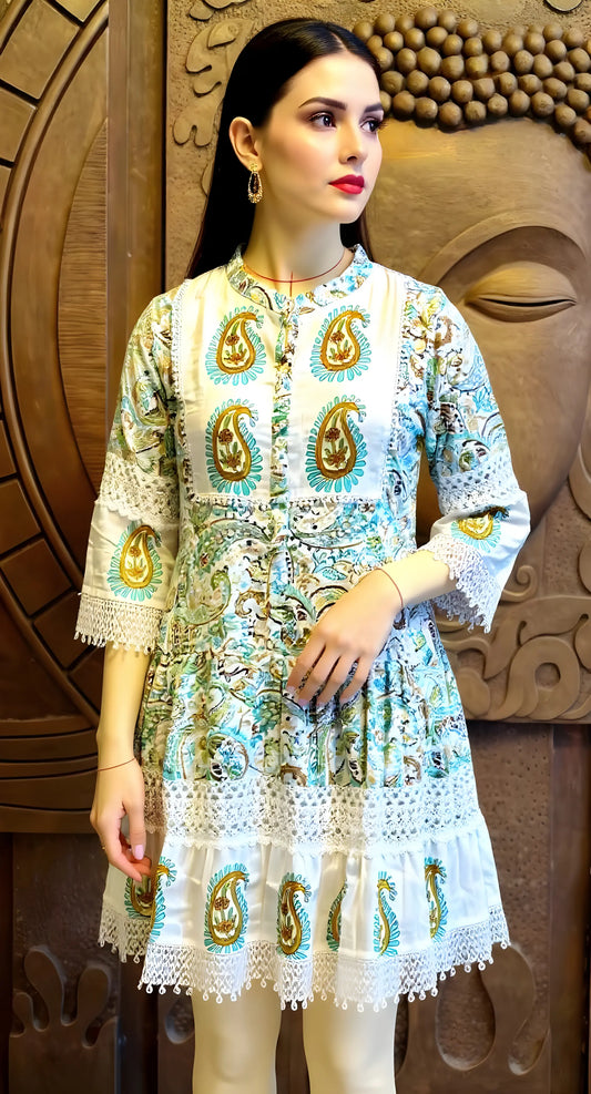 Ivory Paisley Tunic Dress