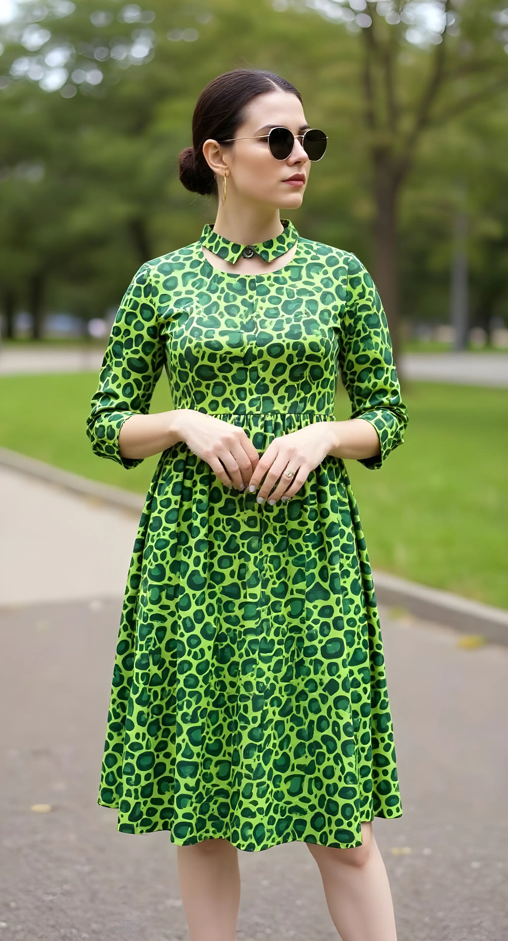 Emerald Green Leopard Dress Zayah Emerald Green Leopard Dress Zayah
