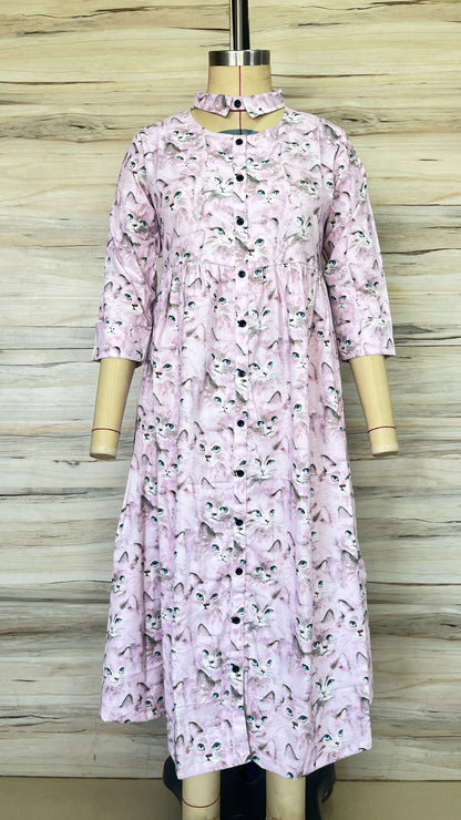 Lavender Kitten Maxi Dress