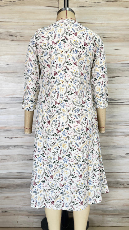 Ecru Botanical Button-down Maxi Dress