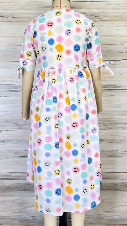 White Smiley Maxi Dress