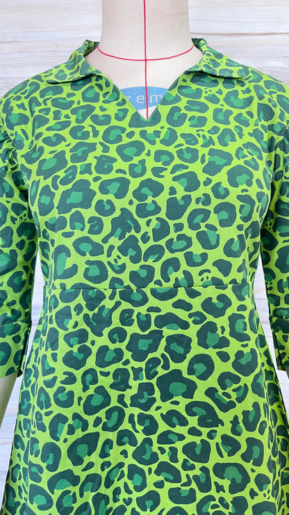 Neon Green Leopard Dress