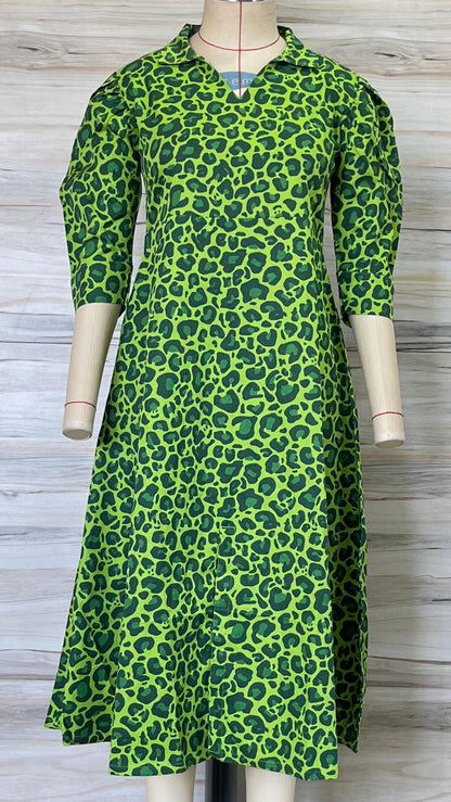 Neon Green Leopard Dress