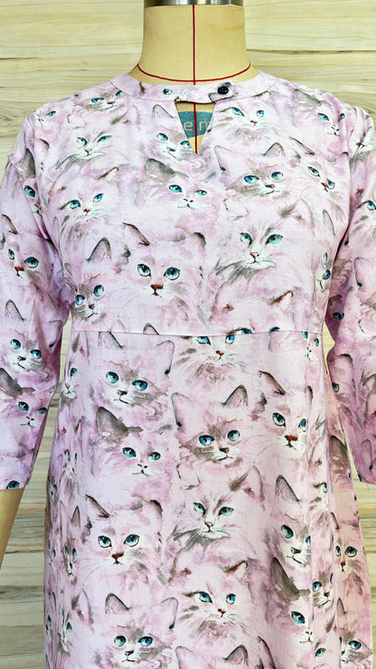 Mauve Cat Slit Kurthi