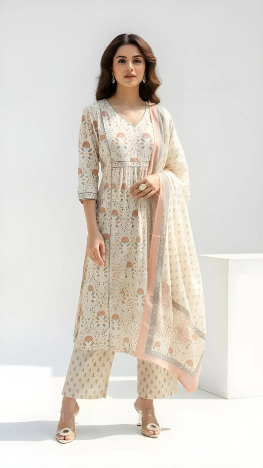 Ivory Motif Suit Set
