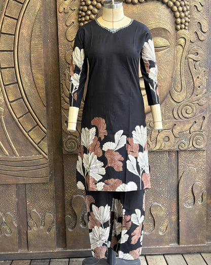 Black Floral Coord Set