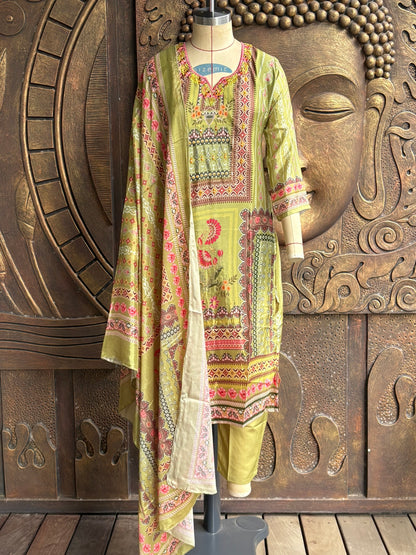 Olive Bloom Kurthi Set