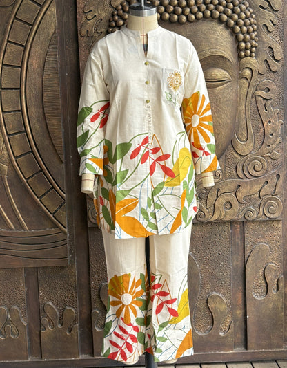 Cream White Botanical Coord set