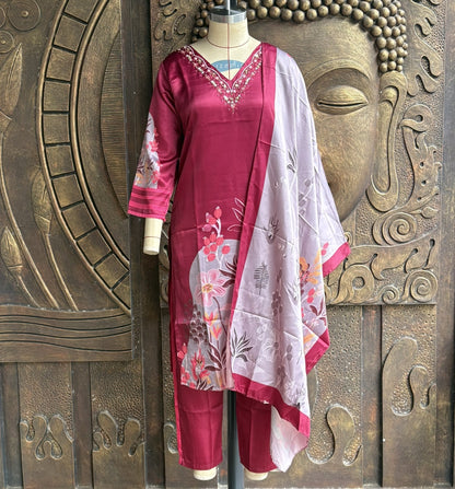 Crimson Blossom Suit Set