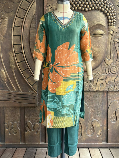 Green Floral Suit Set