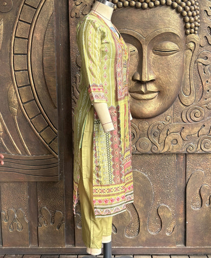 Olive Bloom Kurthi Set