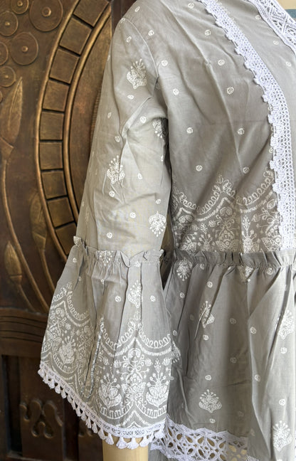 Grey Embroidered Tunic Dress