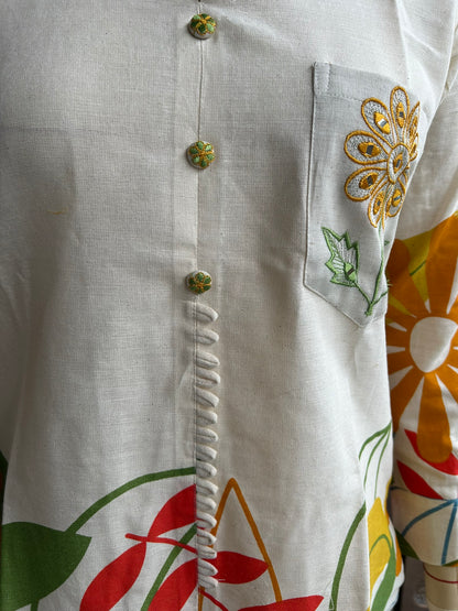Cream White Botanical Coord set