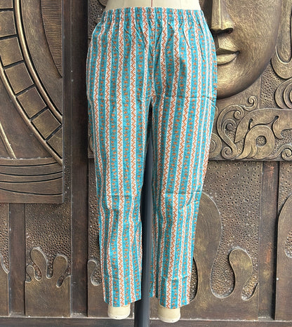 Blue Floral Cotton Kurta Suit Set