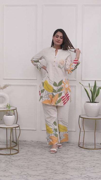 Cream White Botanical Coord set