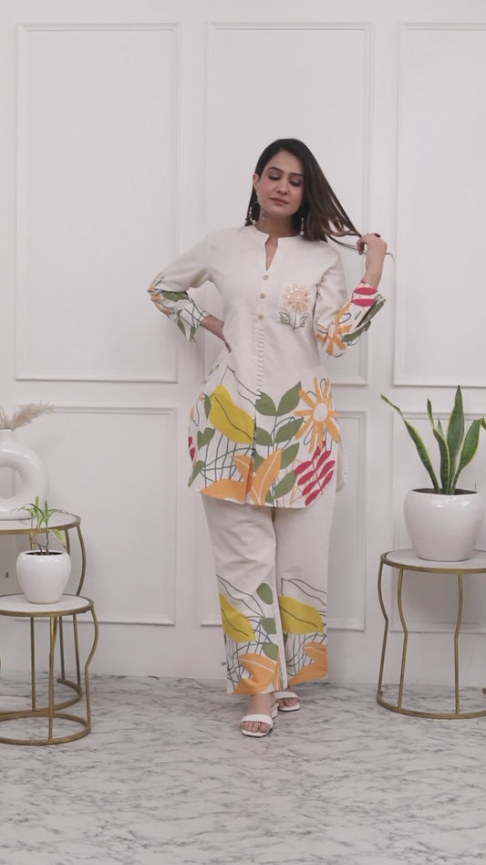 Cream White Botanical Coord set